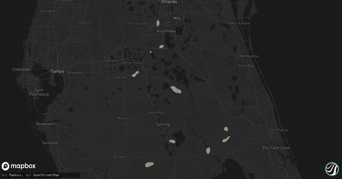Hail map in Indian Lake Estates, FL on August 21, 2026