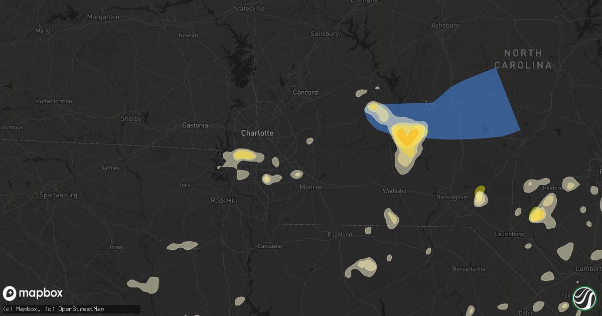 Hail map in Indian Trail, NC on August 21, 2026