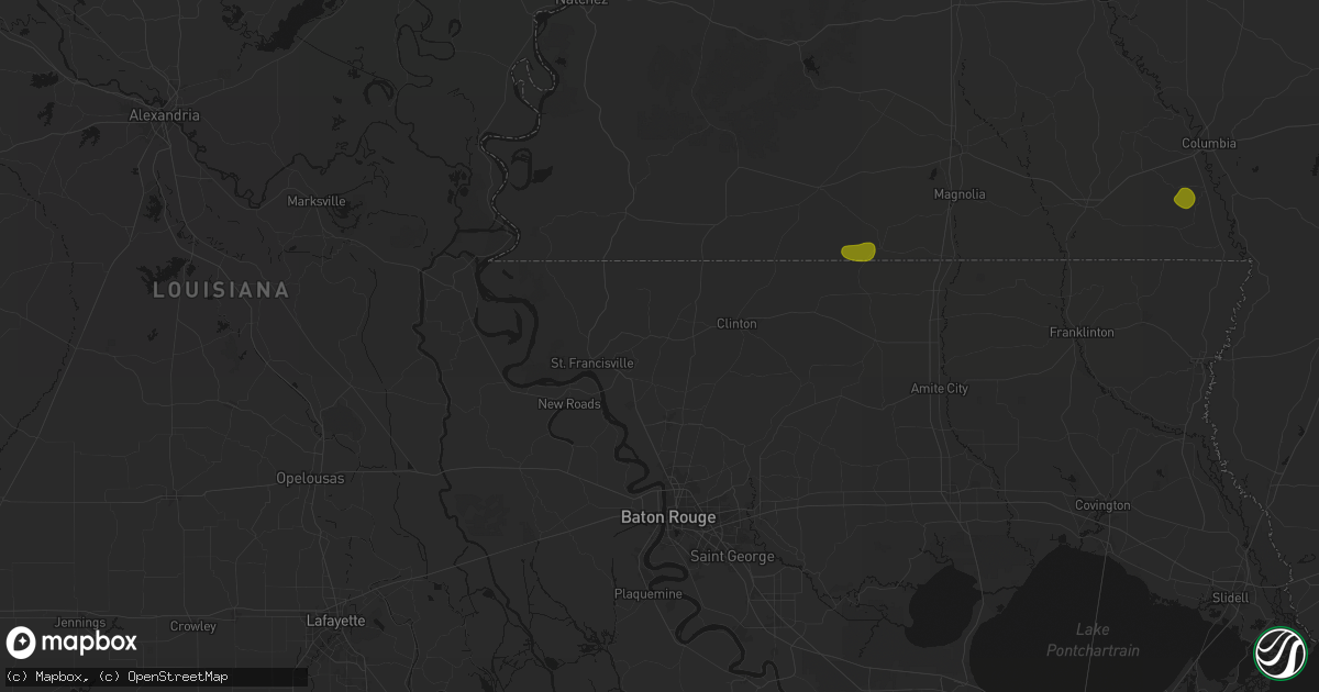 Hail map in Jackson, LA on August 21, 2026