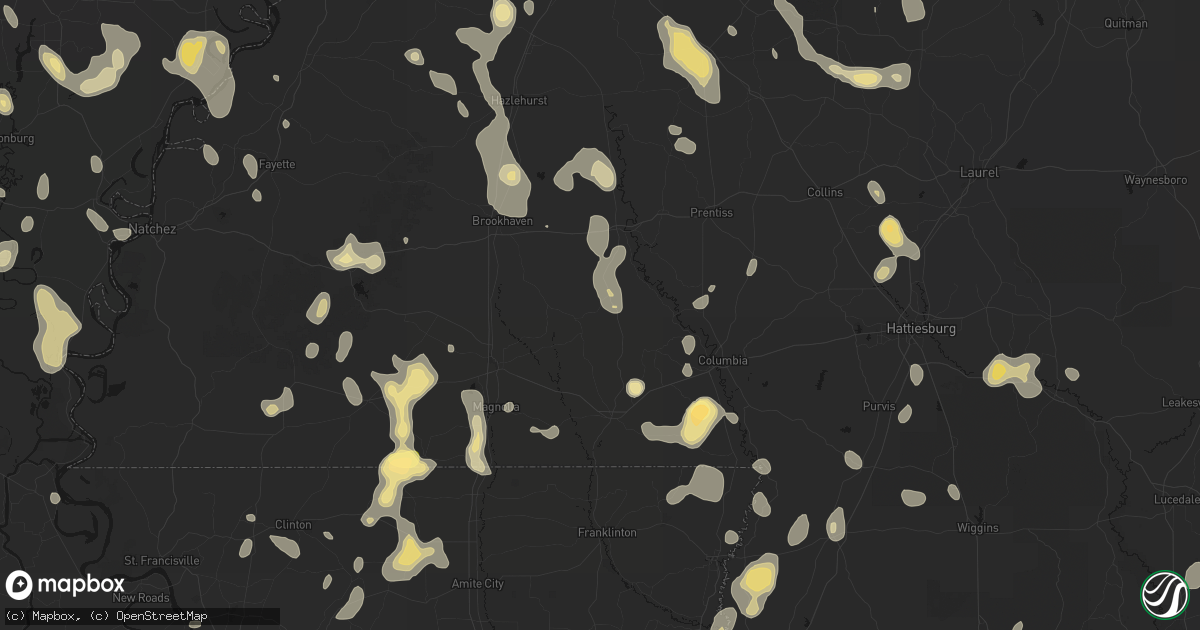 Hail map in Jayess, MS on August 21, 2026