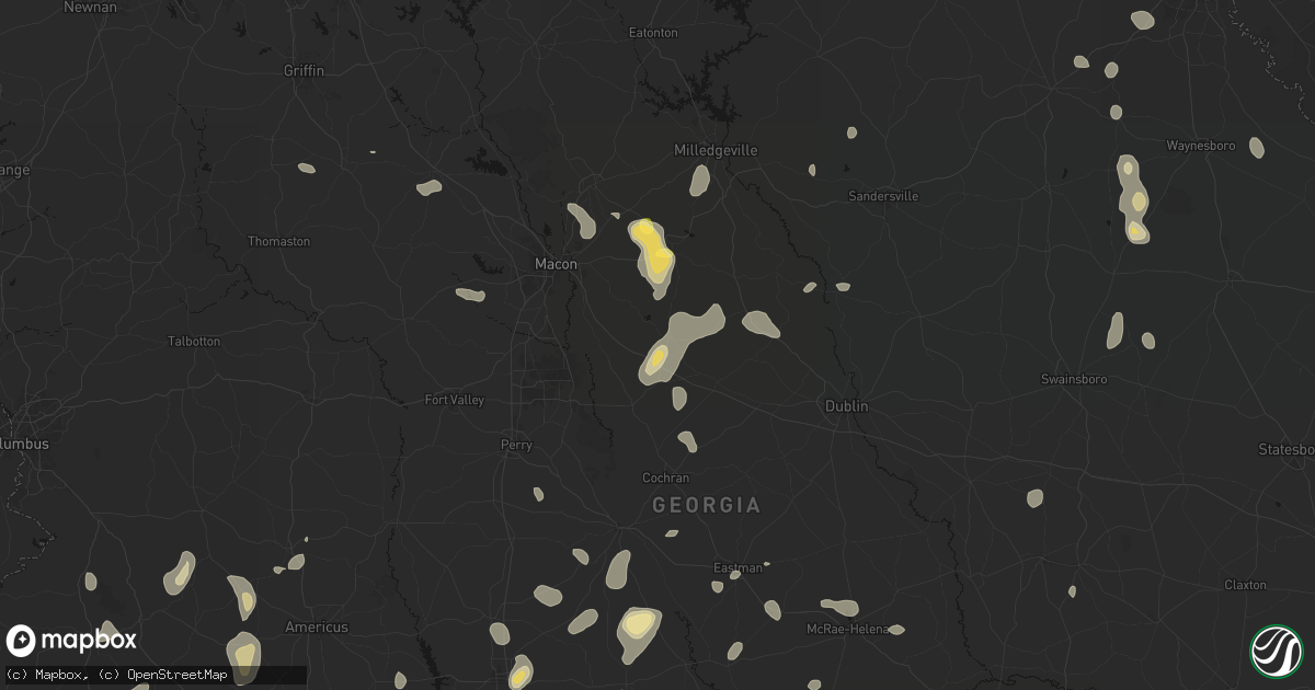 Hail map in Jeffersonville, GA on August 21, 2026