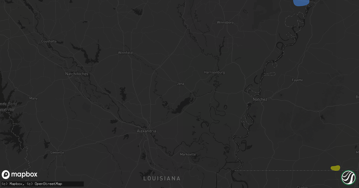 Hail map in Jena, LA on August 21, 2026