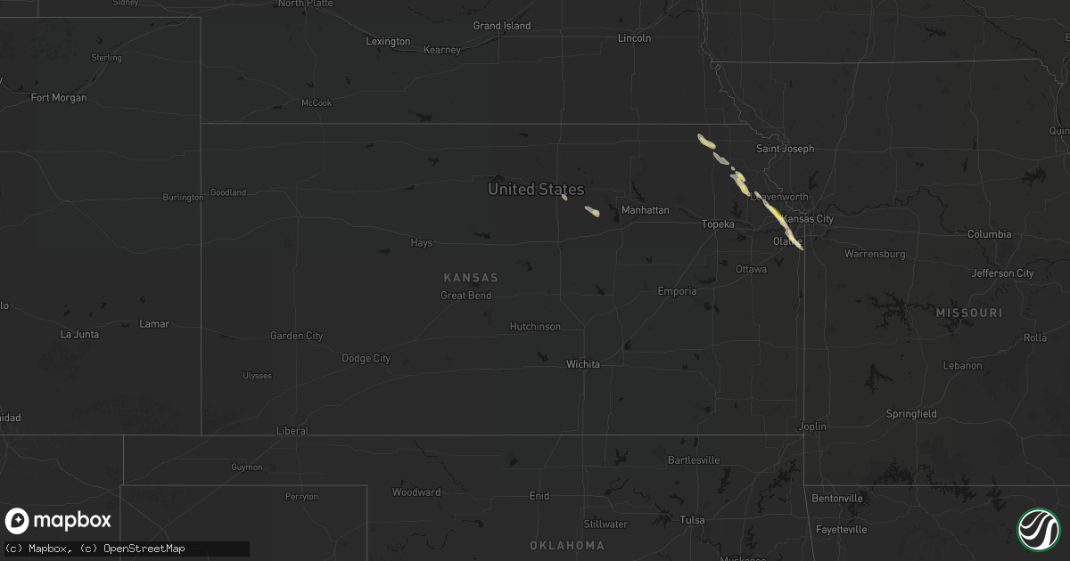 Hail map in Kansas on August 21, 2026