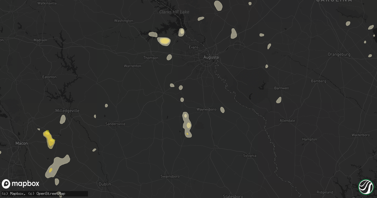 Hail map in Keysville, GA on August 21, 2026
