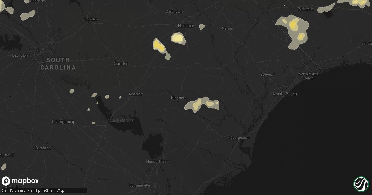 Hail map in Kingstree, SC on August 21, 2026