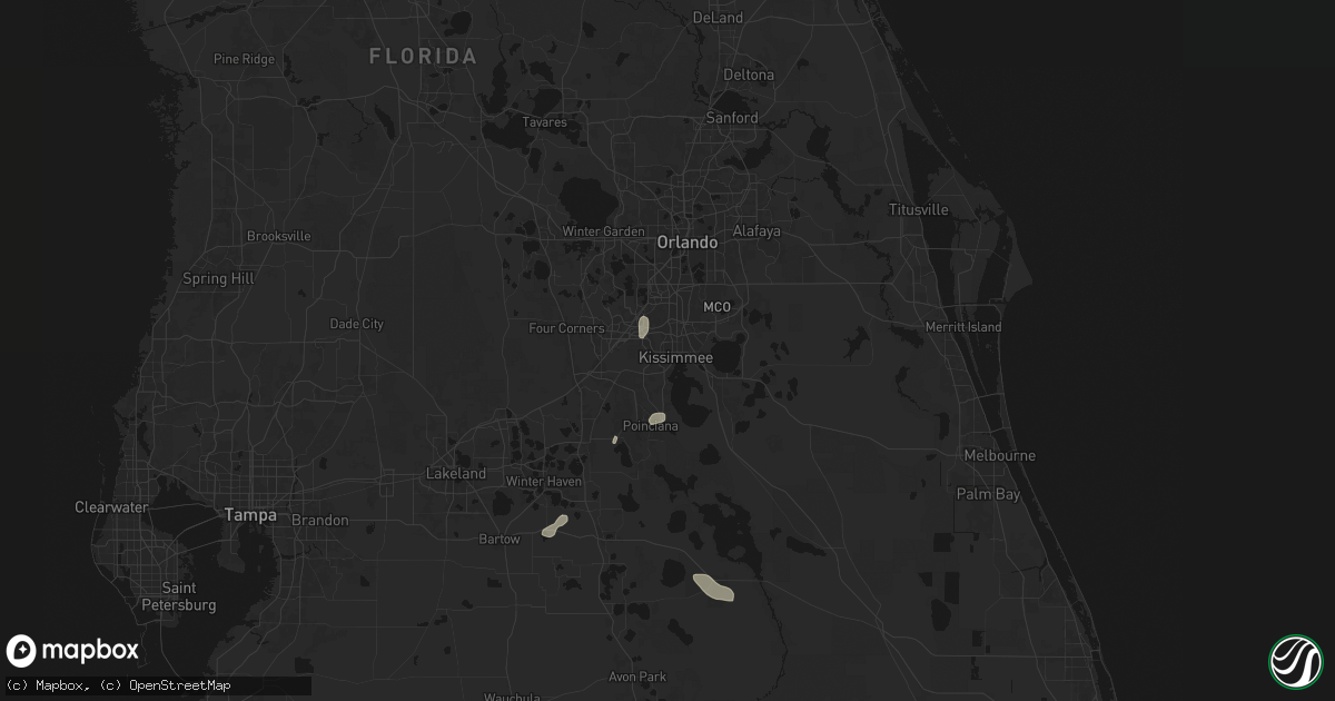 Hail map in Kissimmee, FL on August 21, 2026