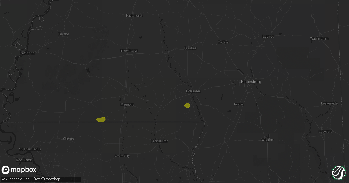 Hail map in Kokomo, MS on August 21, 2026