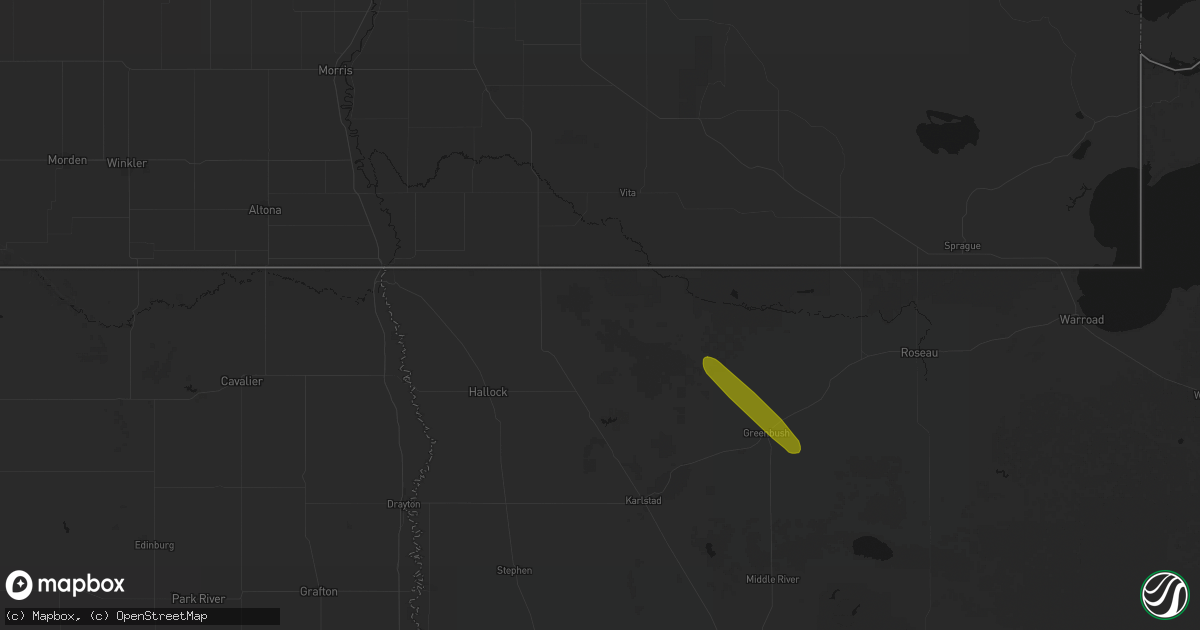Hail map in Lancaster, MN on August 21, 2026