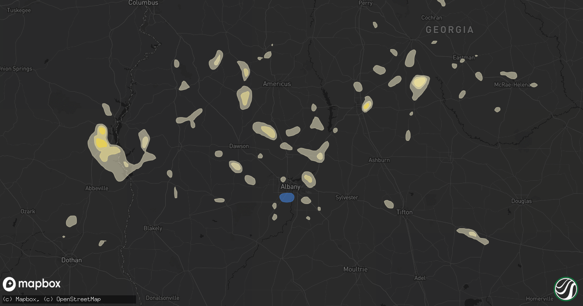 Hail map in Leesburg, GA on August 21, 2026