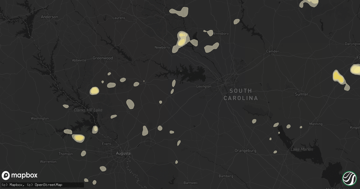 Hail map in Leesville, SC on August 21, 2026
