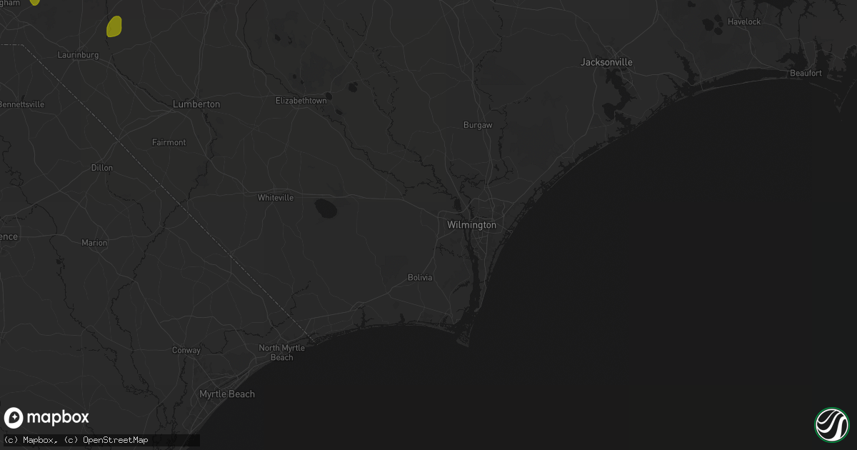 Hail map in Leland, NC on August 21, 2026