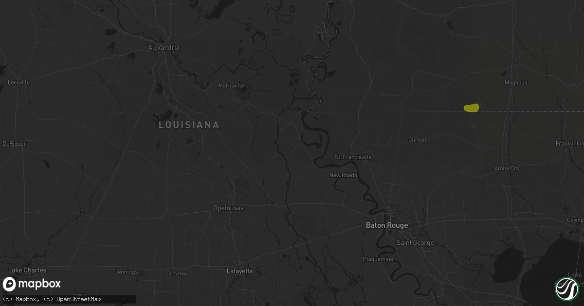Hail map in Lettsworth, LA on August 21, 2026