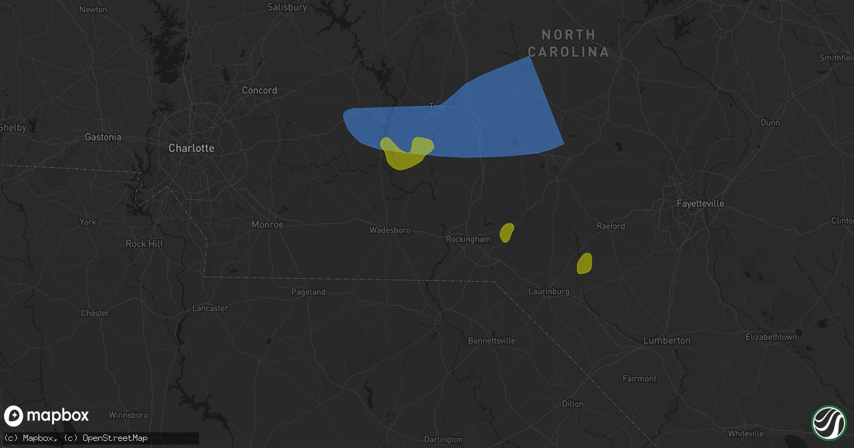 Hail map in Lilesville, NC on August 21, 2026