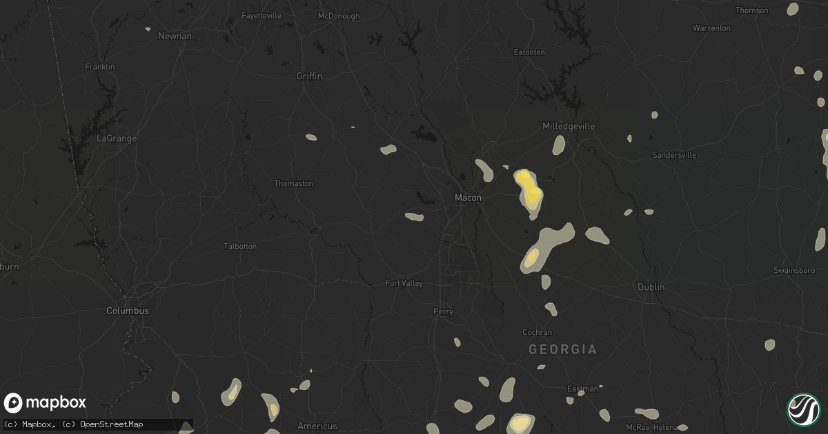 Hail map in Lizella, GA on August 21, 2026