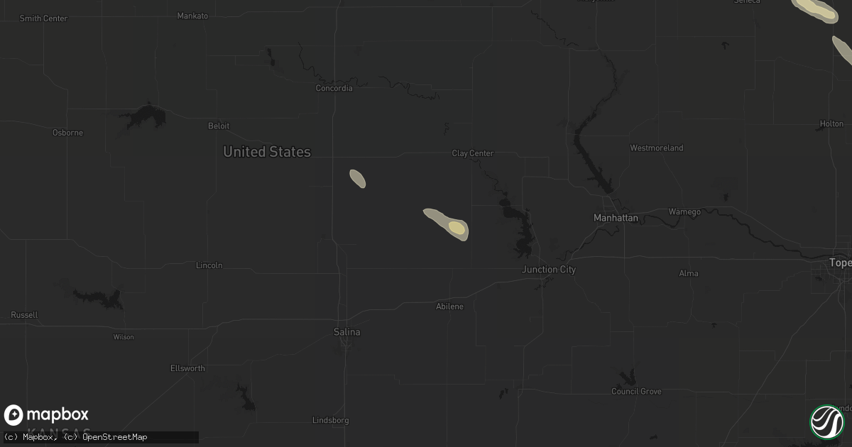 Hail map in Longford, KS on August 21, 2026