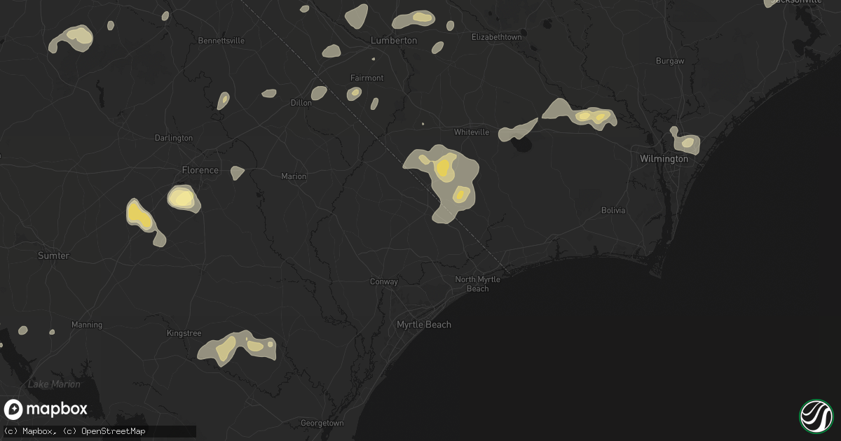 Hail map in Loris, SC on August 21, 2026
