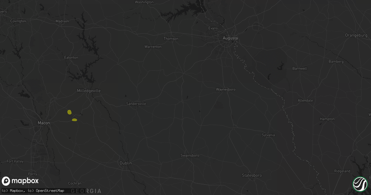 Hail map in Louisville, GA on August 21, 2026