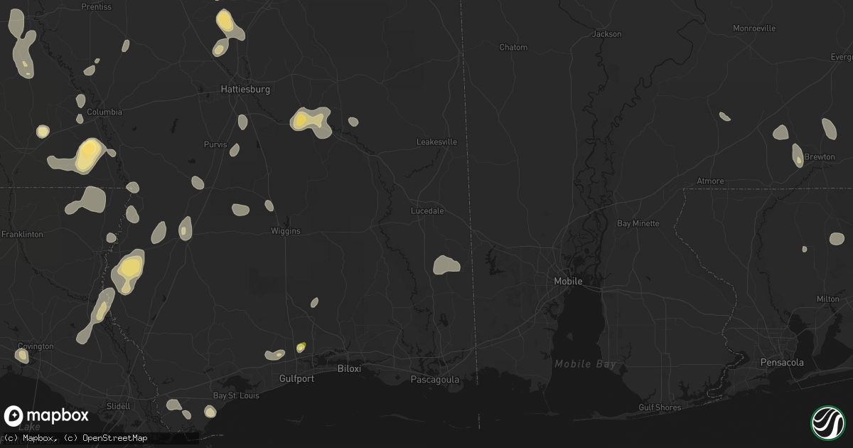 Hail map in Lucedale, MS on August 21, 2026