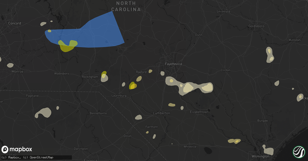 Hail map in Lumber Bridge, NC on August 21, 2026