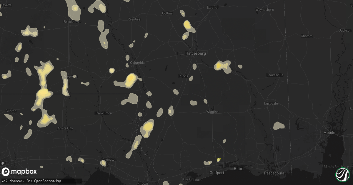 Hail map in Lumberton, MS on August 21, 2026