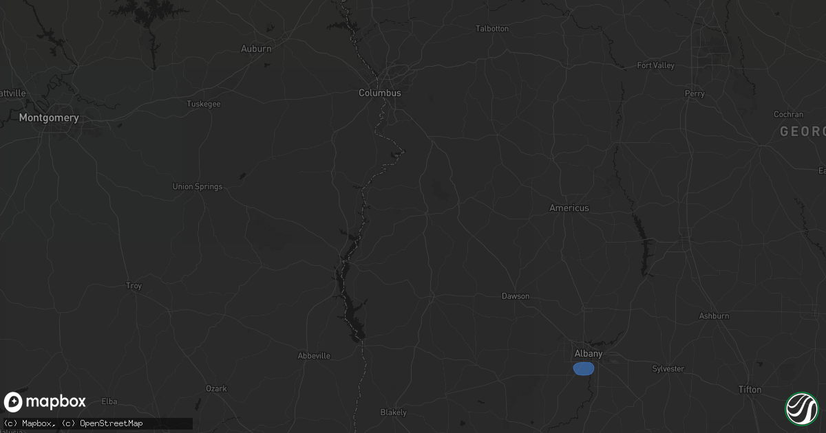 Hail map in Lumpkin, GA on August 21, 2026