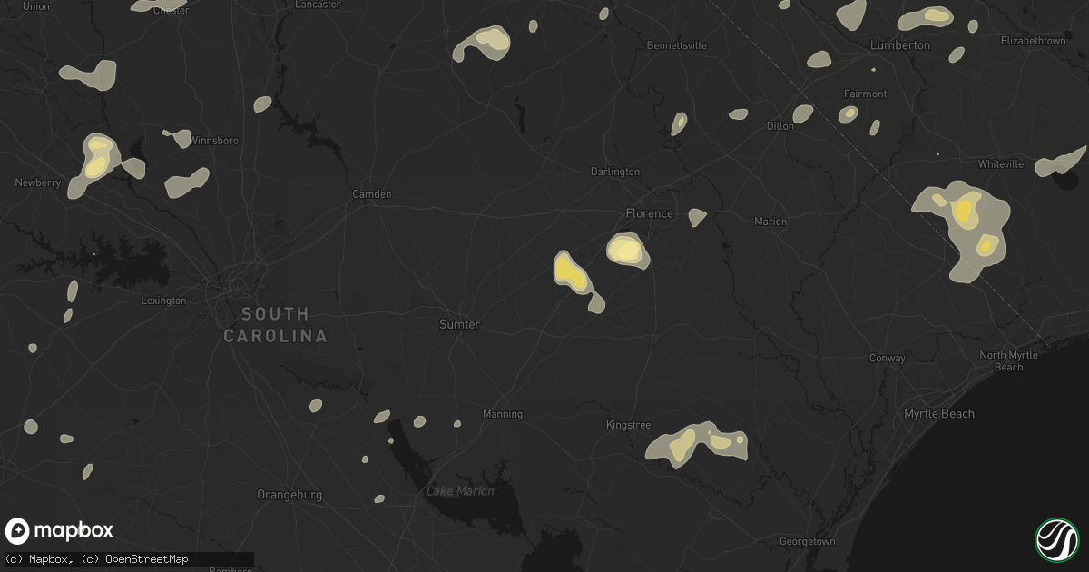 Hail map in Lynchburg, SC on August 21, 2026