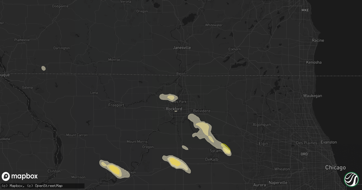 Hail map in Machesney Park, IL on August 21, 2026