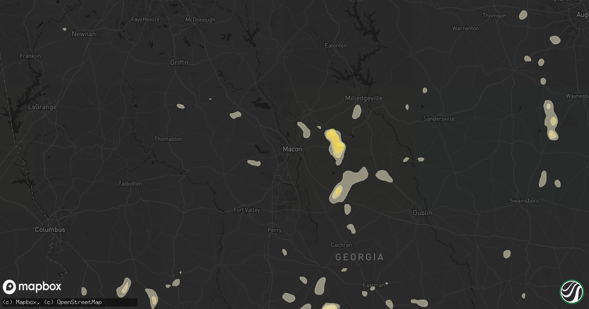 Hail map in Macon, GA on August 21, 2026