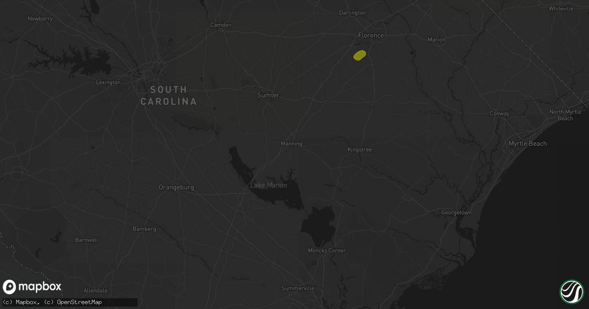 Hail map in Manning, SC on August 21, 2026