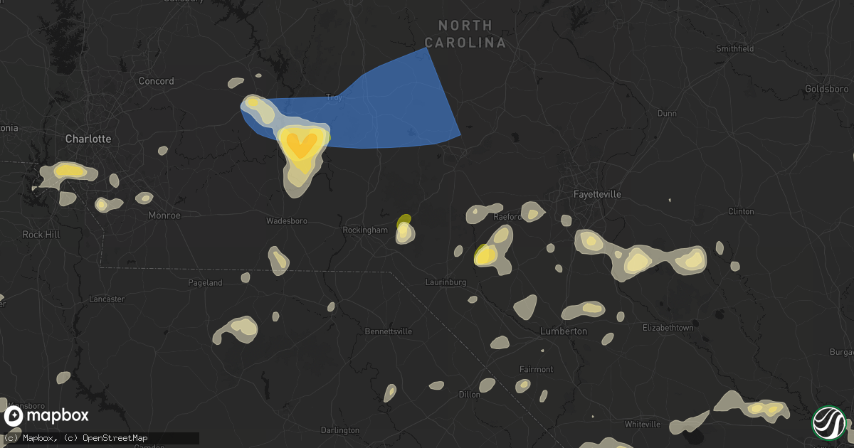 Hail map in Marston, NC on August 21, 2026