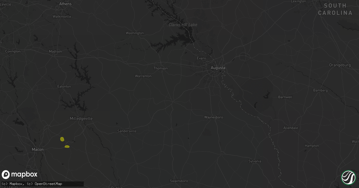 Hail map in Matthews, GA on August 21, 2026