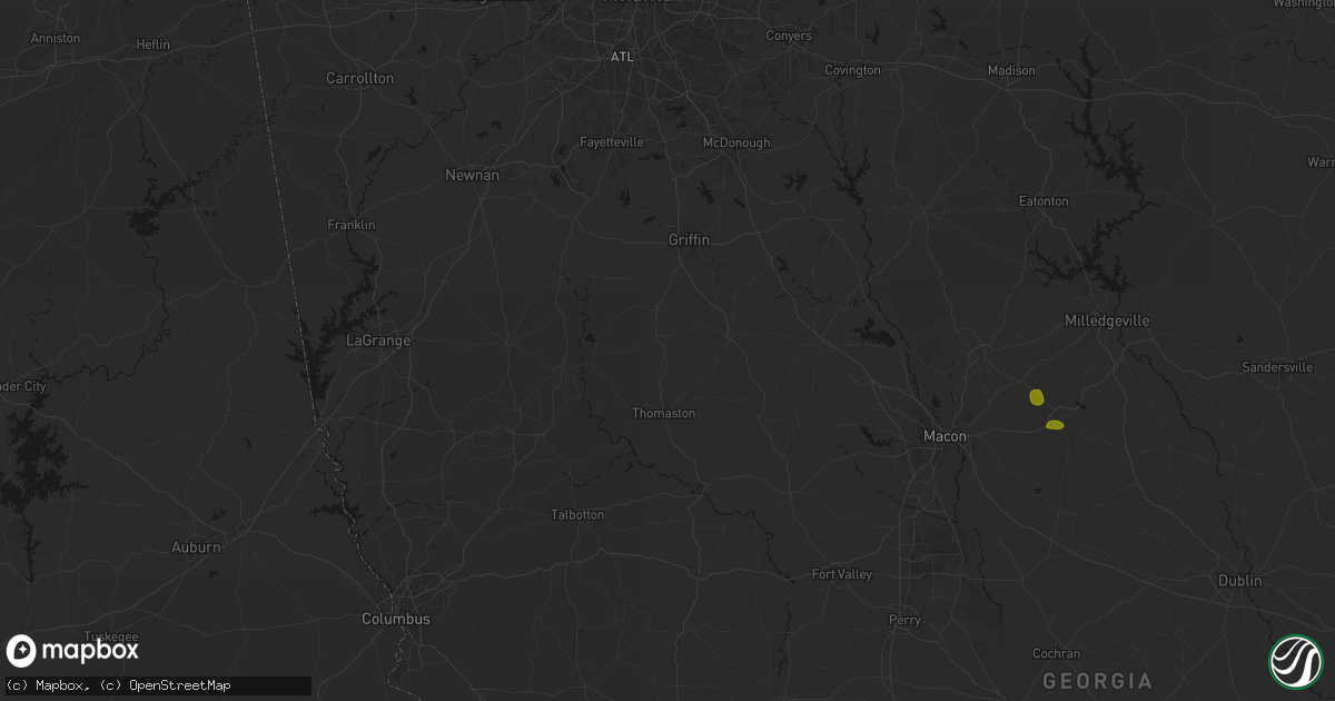 Hail map in Meansville, GA on August 21, 2026