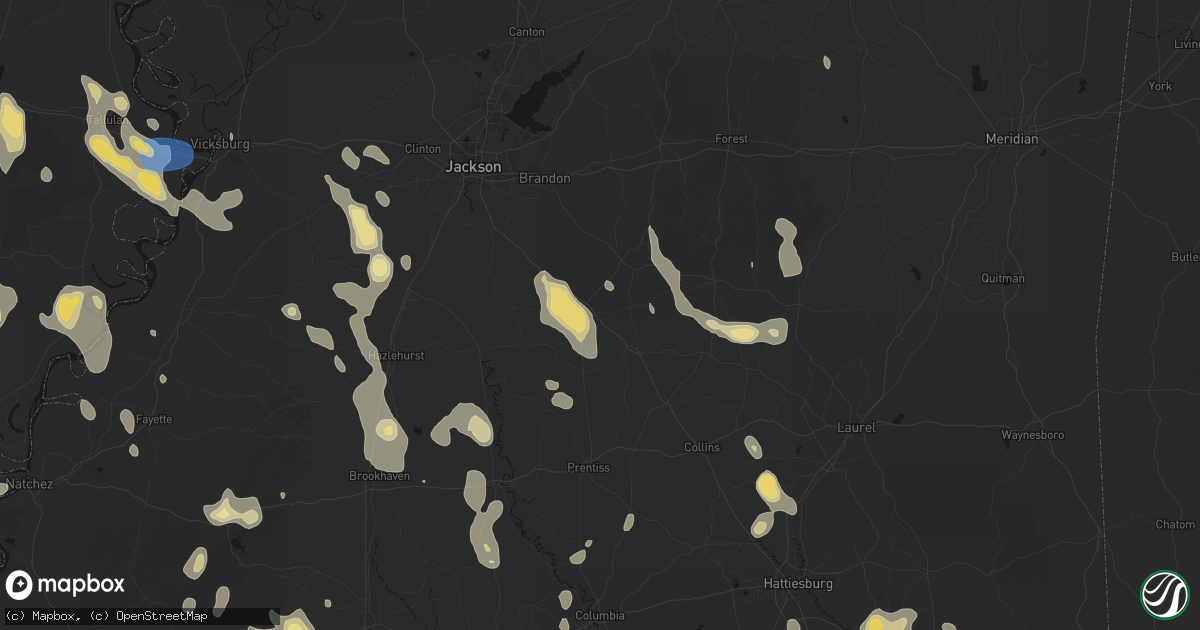 Hail map in Mendenhall, MS on August 21, 2026