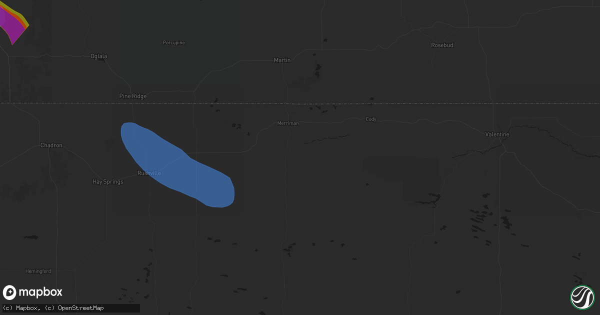 Hail map in Merriman, NE on August 21, 2026