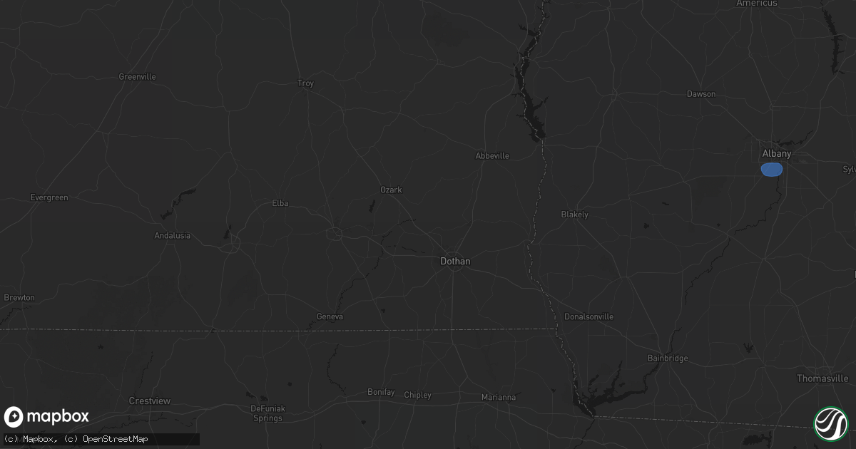 Hail map in Midland City, AL on August 21, 2026