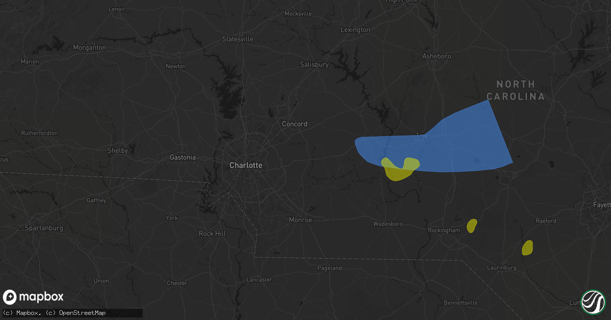 Hail map in Midland, NC on August 21, 2026
