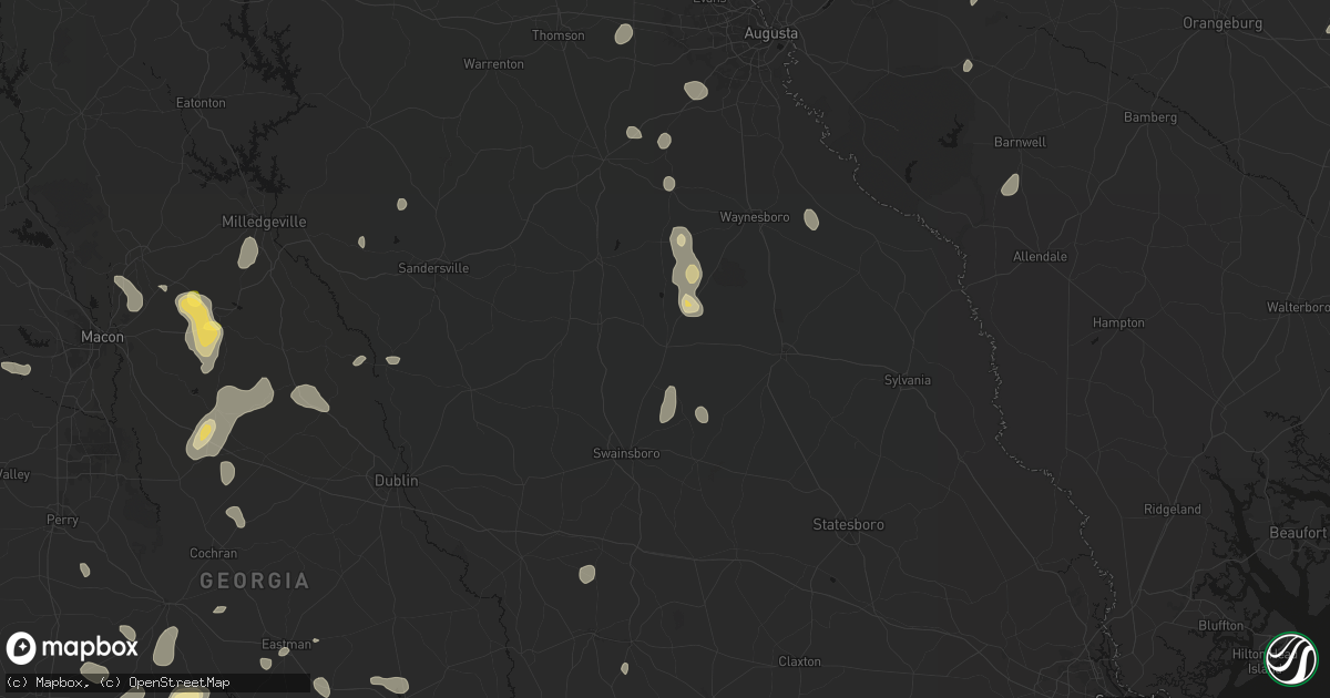 Hail map in Midville, GA on August 21, 2026