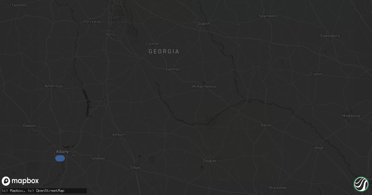 Hail map in Milan, GA on August 21, 2026