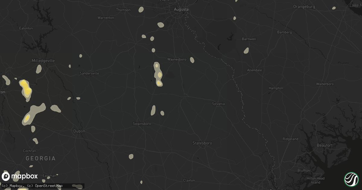 Hail map in Millen, GA on August 21, 2026