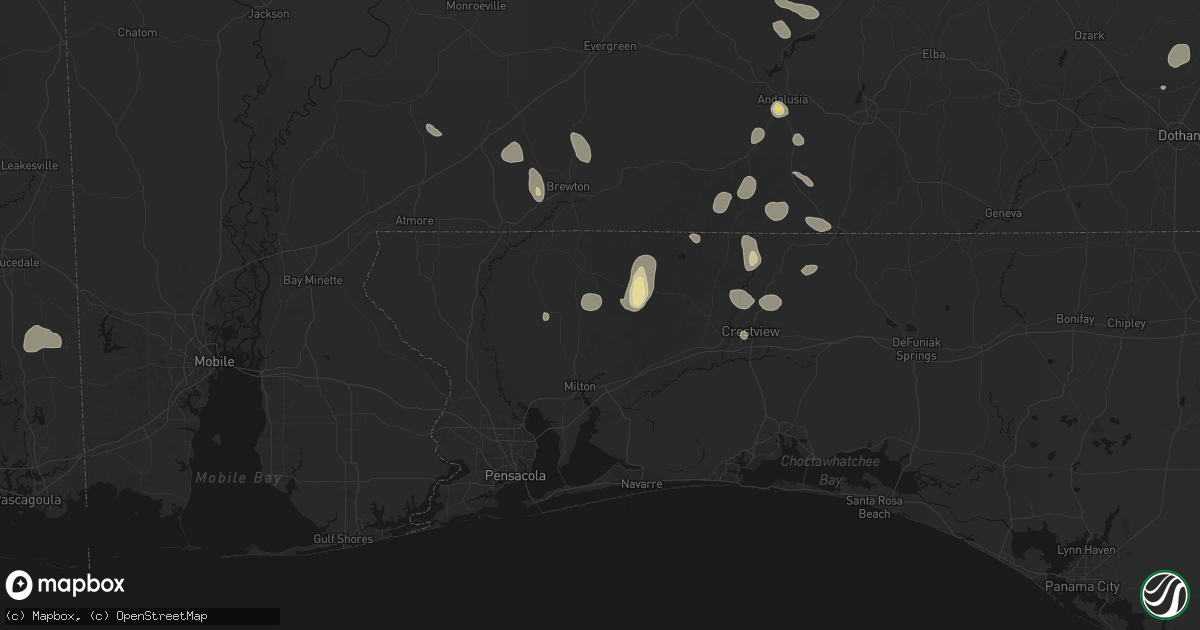 Hail map in Milton, FL on August 21, 2026