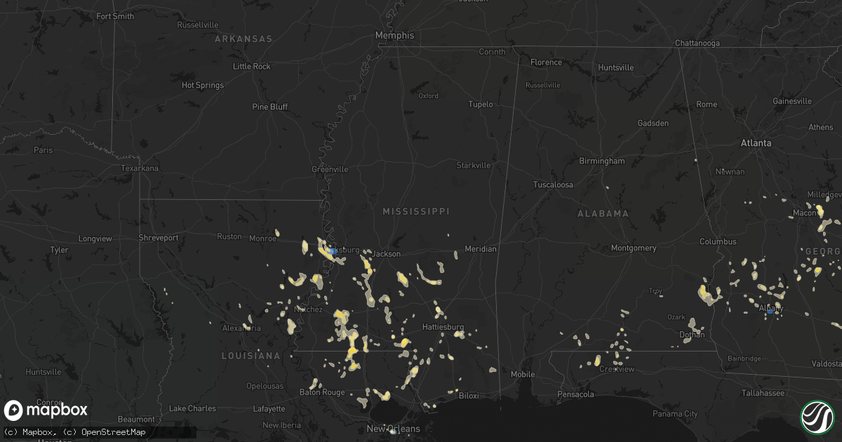 Hail map in Mississippi on August 21, 2026