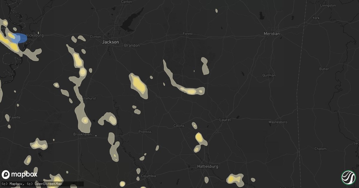Hail map in Mize, MS on August 21, 2026
