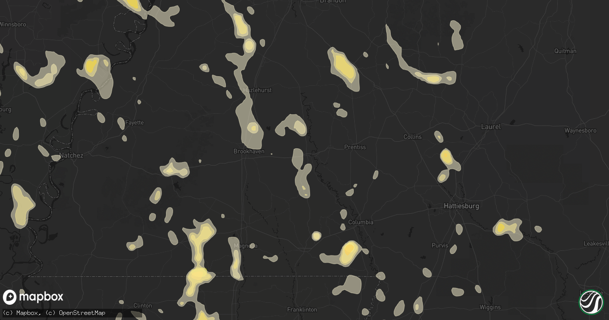 Hail map in Monticello, MS on August 21, 2026