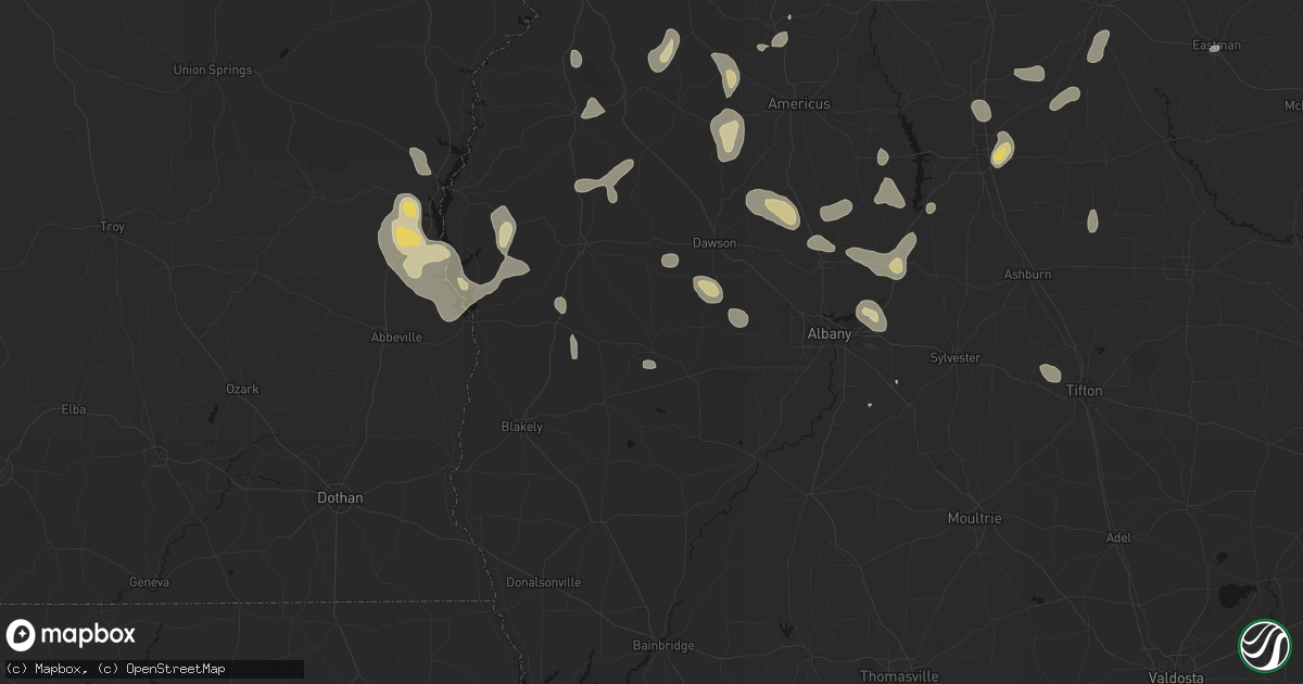 Hail map in Morgan, GA on August 21, 2026