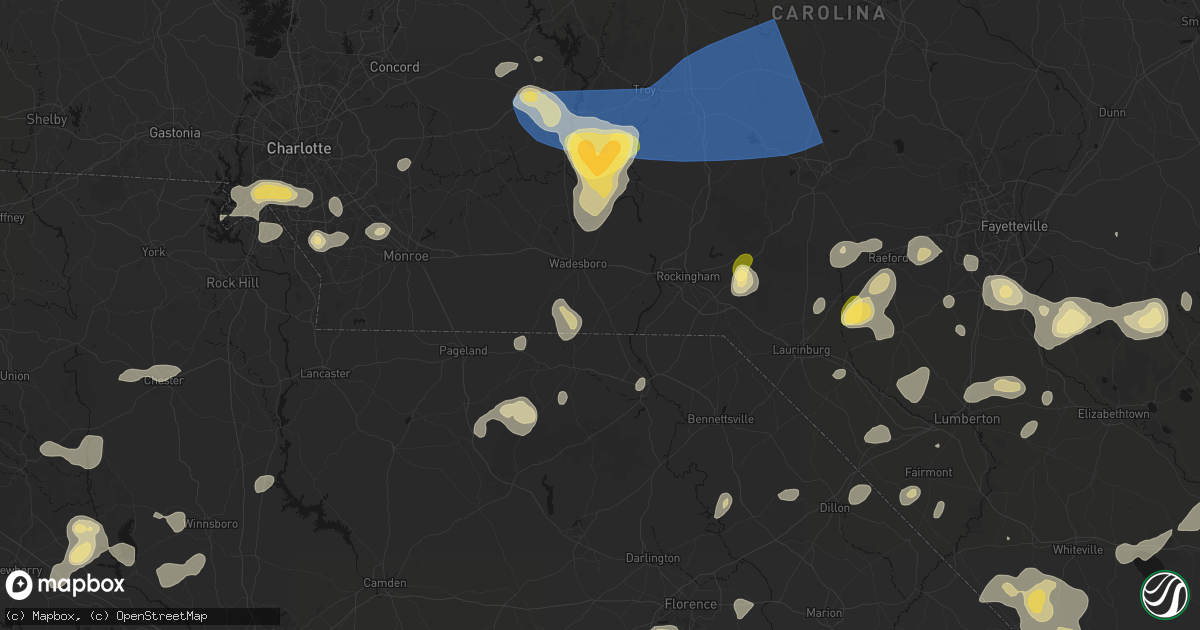 Hail map in Morven, NC on August 21, 2026