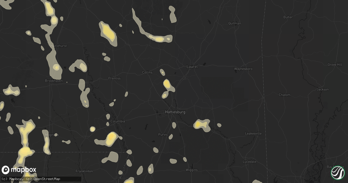 Hail map in Moselle, MS on August 21, 2026