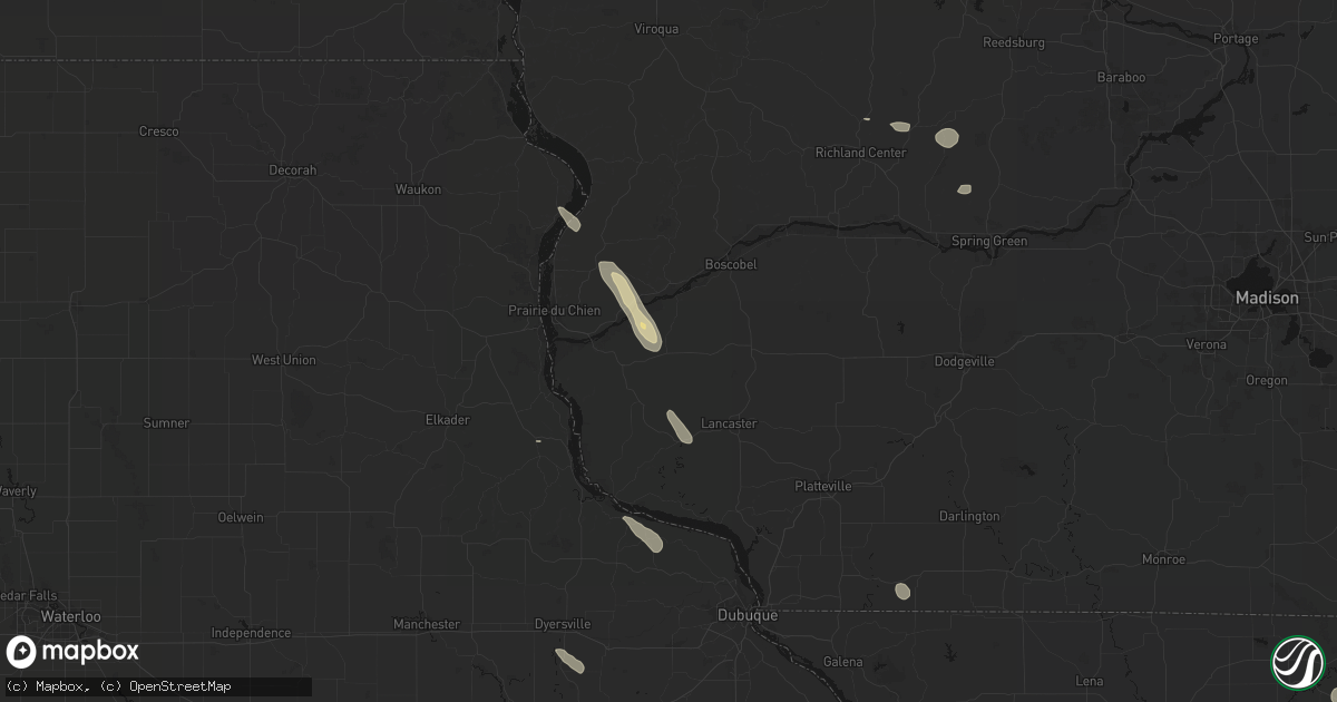 Hail map in Mount Hope, WI on August 21, 2026