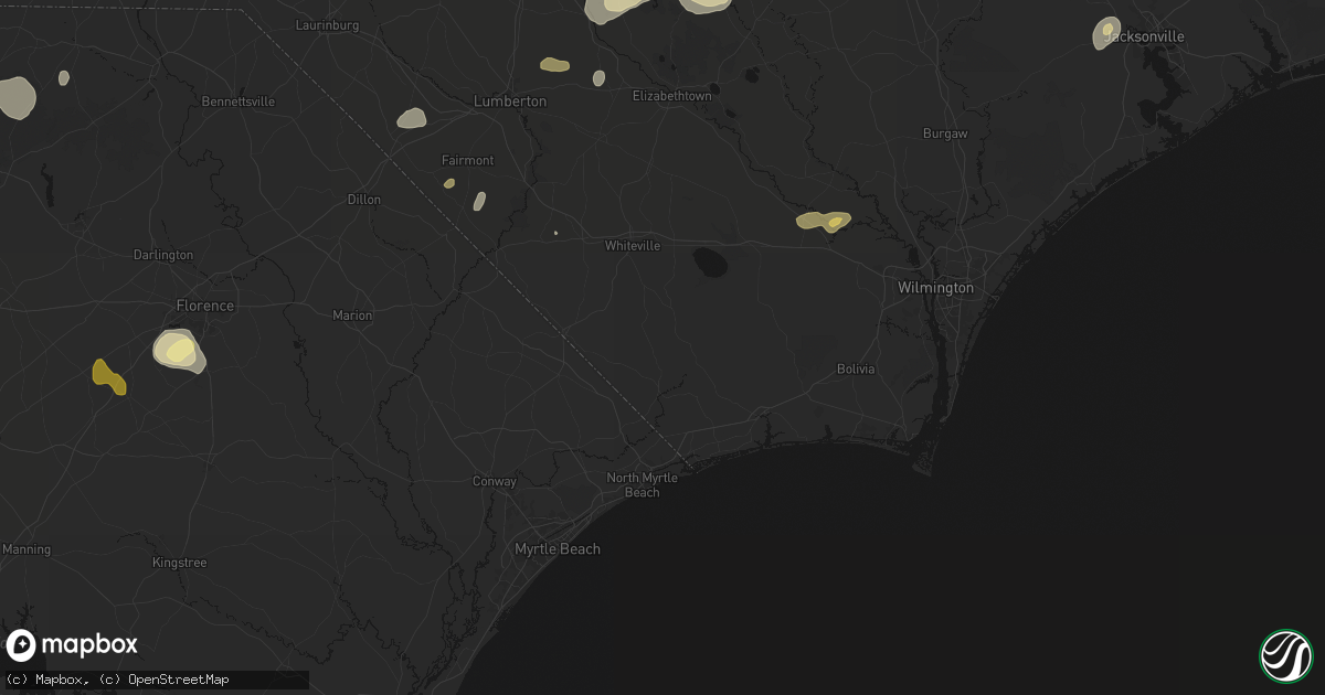 Hail map in Nakina, NC on August 21, 2026