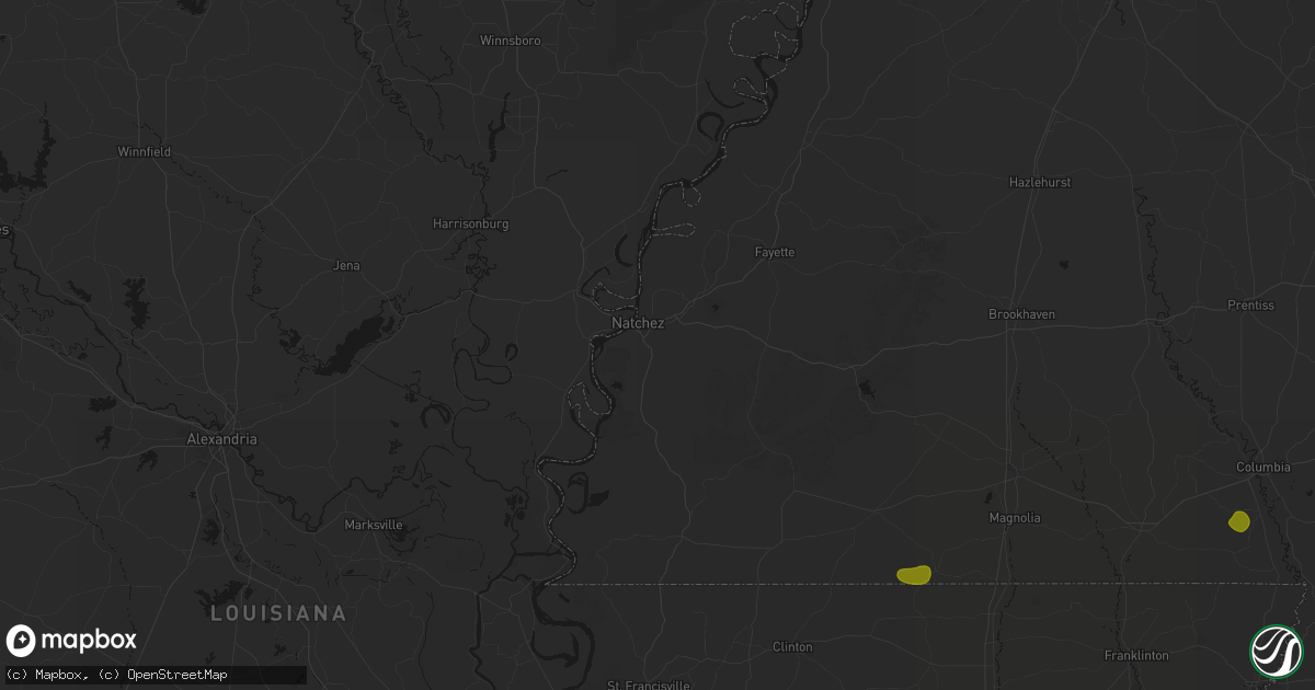 Hail map in Natchez, MS on August 21, 2026