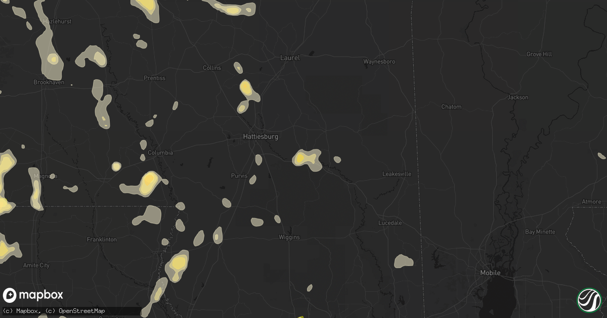 Hail map in New Augusta, MS on August 21, 2026
